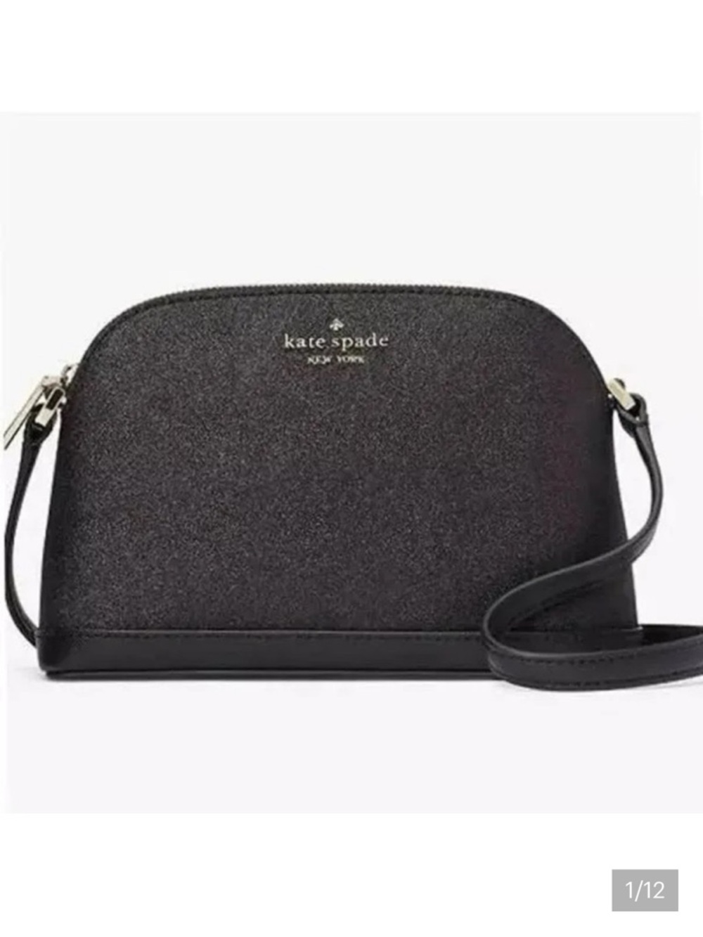 Kate Spade NWT  $199 Black Tinsel Glitter Small Dome Crossbody bag